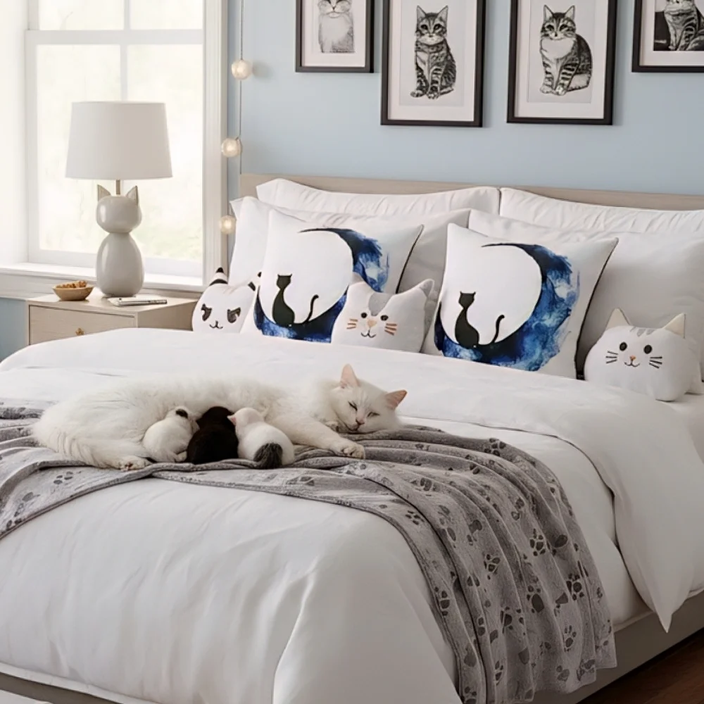 Whimsical Black Cat Moon Cushion Covers 18